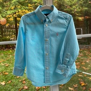 Ralph Lauren - Polo Boys Gingham Button Down Shirt - Aqua - 3T